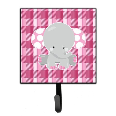 Carolines Treasures Elephant Pink Gingham Leash or Key Holder BB6952SH4